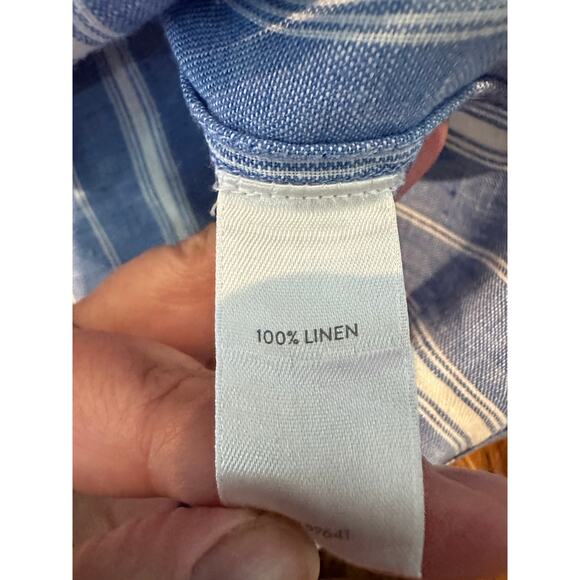 J. Jill Love Linen Oversized Blue & White Striped Shirt - Sz Medium Costal Vibes - Picture 8 of 11